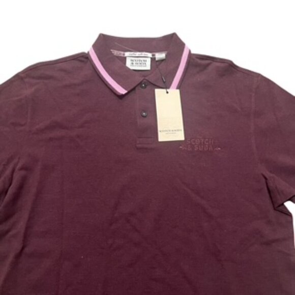 NEW Scotch And Soda Burgundy Cotton Polo Shirt Golf Men’s Size Large NWT‎ - Picture 2 of 12